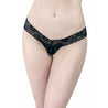 Coquette Lingerie Wet Look Crotchless Thong With Stretch Elastic Lace Waist