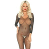 CRYSTALIZED SEAMLESS FISHNET LONG SLEEVED BODYSTOCKING (O/S) - Bossy Lingerie Boutique