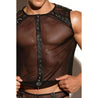 LEATHER & MESH STUDDED TOP (S).