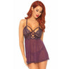 PLUM SHEER MESH AND LACE BABYDOLL (S,M,L) - Bossy Lingerie Boutique