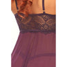 PLUM SHEER MESH AND LACE BABYDOLL (S,M,L) - Bossy Lingerie Boutique
